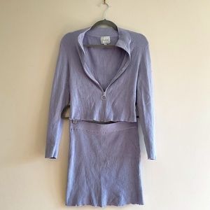 Y2K Lilac Zip Up with Matching Skirt Set (NWOT)